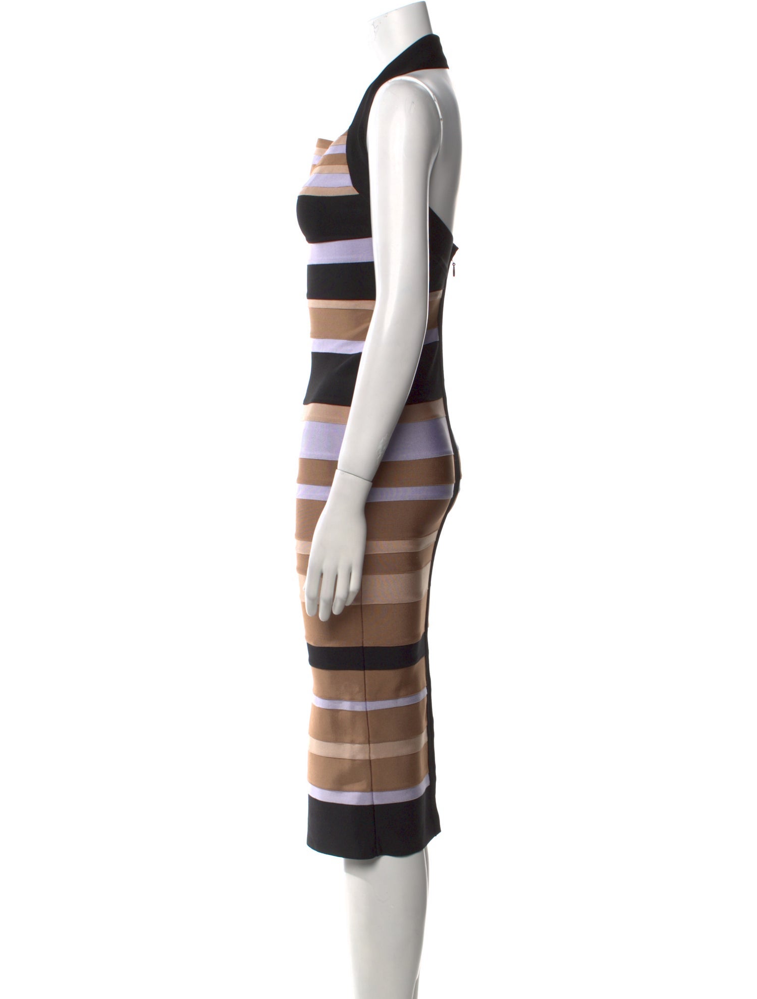 Herve Leger x Law Roach Striped Midi Length Dress